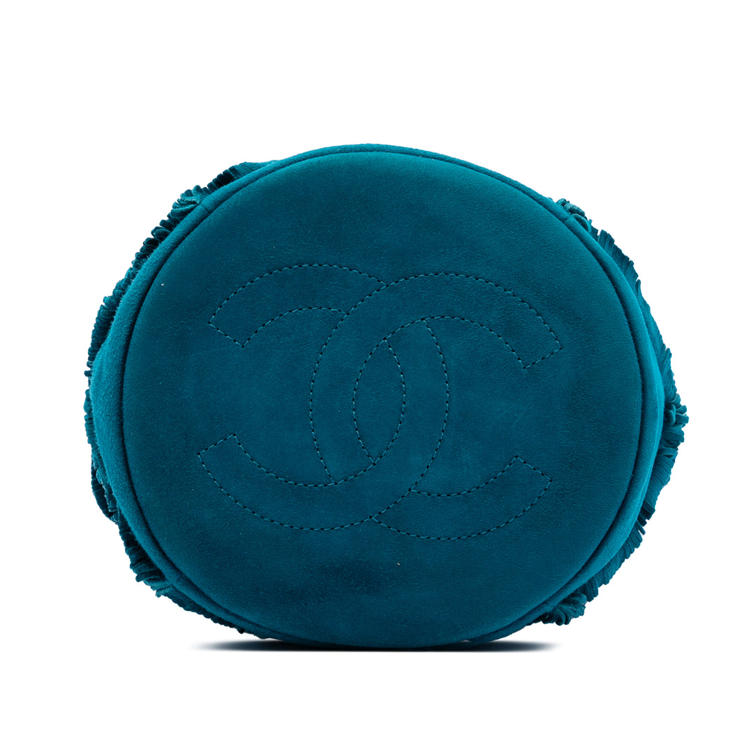 Chanel CC Daim Fringed Drawstring Bucket Sac