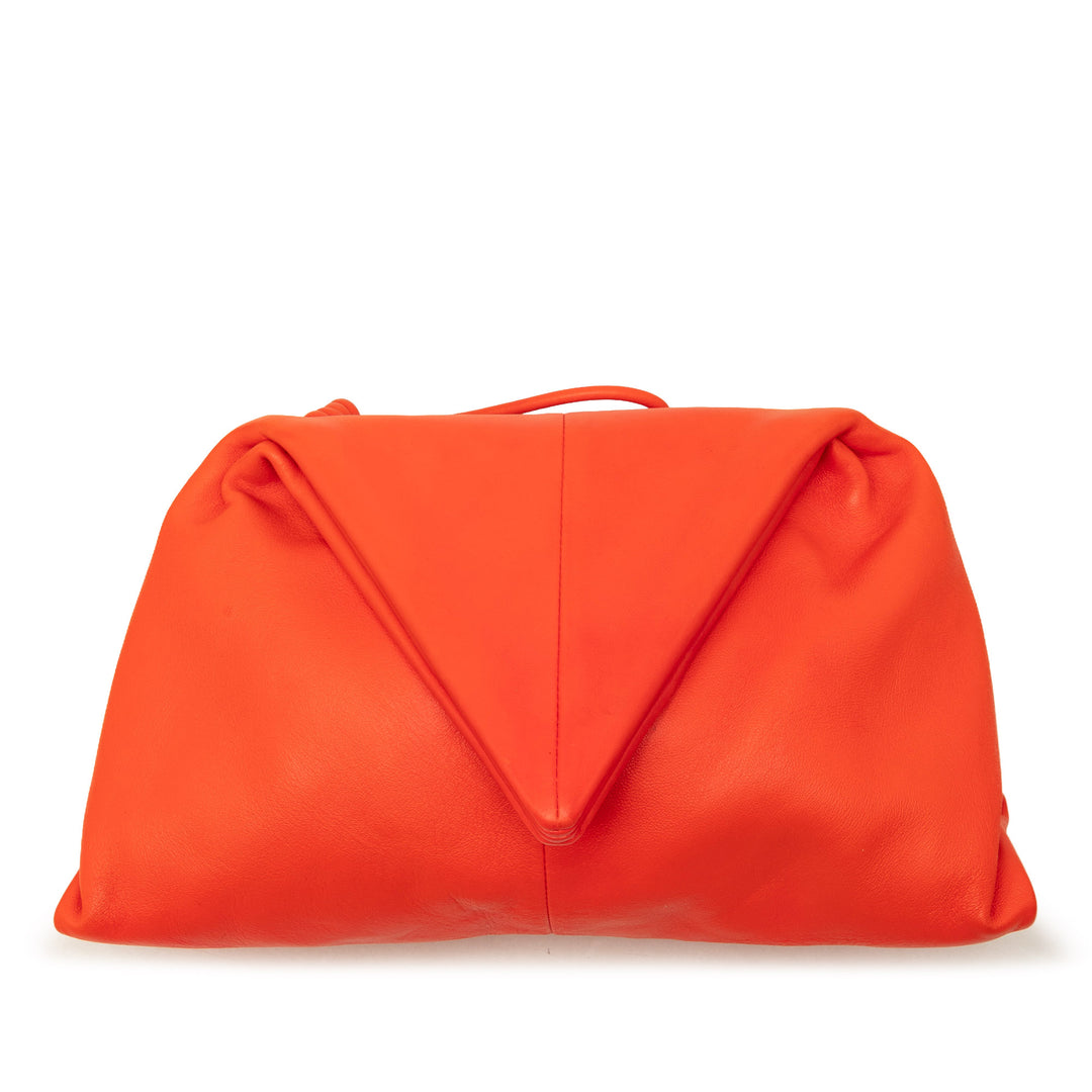 Bottega Veneta Pochette Trine Fold Over Cuir d'agneau Orange – vue principale – GABY PARIS