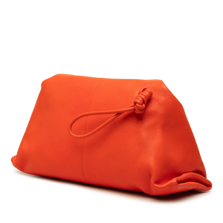 Bottega Veneta Pochette Trine Fold Over Cuir d'agneau Orange – vue 2 – GABY PARIS