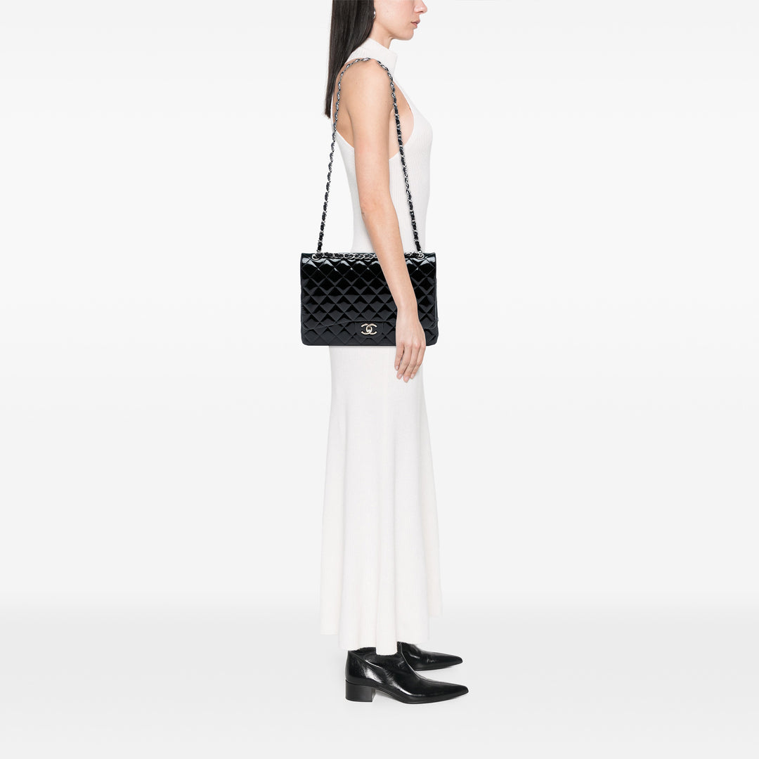 Chanel Maxi Classic Cuir verni Double rabat – GABY PARIS Authentique