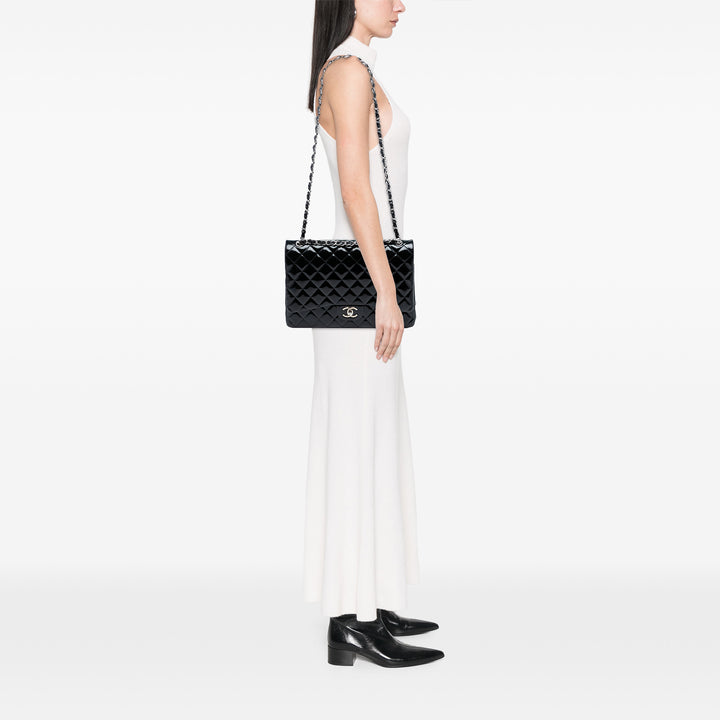 Chanel Maxi Classic Cuir verni Double rabat – GABY PARIS Authentique