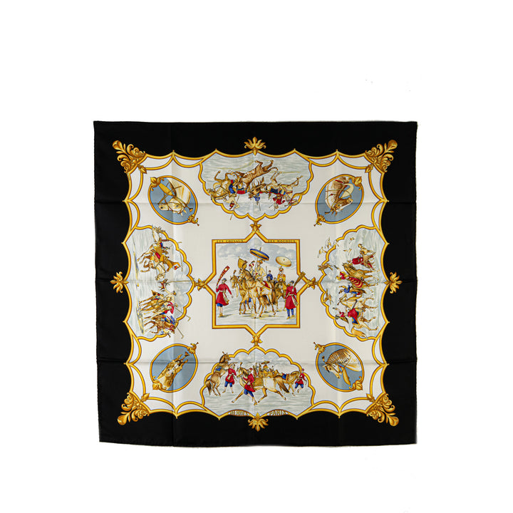 Les Chevaux des Moghols Silk Scarf White - Gaby Paris