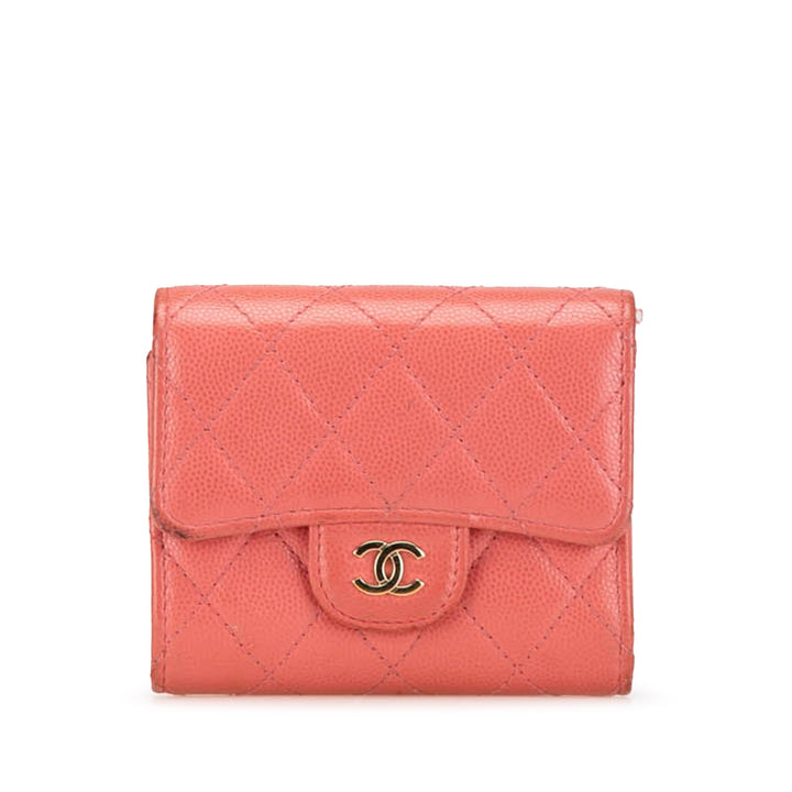 Chanel CC Matelassé Caviar Trifold Portefeuille