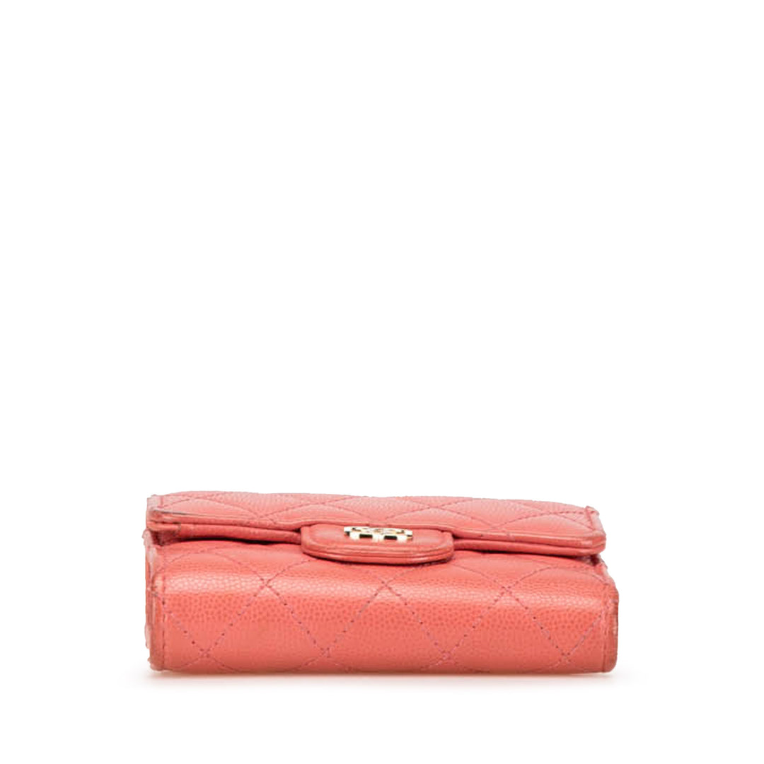Chanel CC Matelassé Caviar Trifold Portefeuille