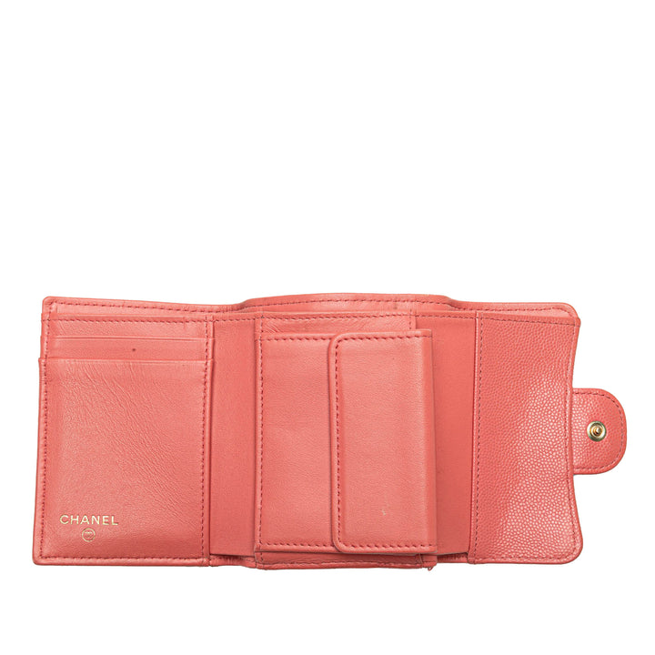 Chanel CC Matelassé Caviar Trifold Portefeuille