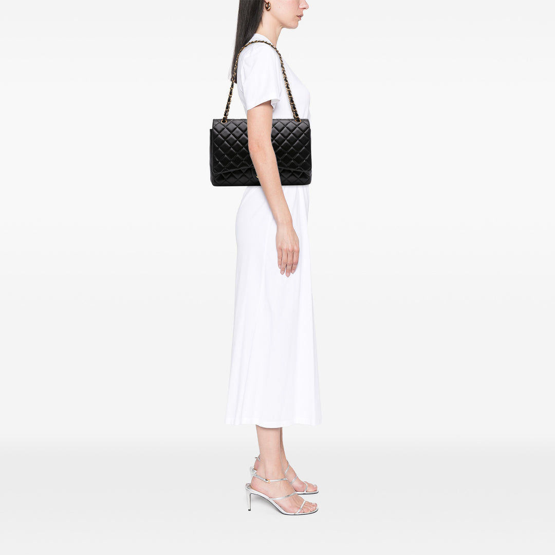 Chanel Maxi Classic Cuir d’agneau Double rabat Noir