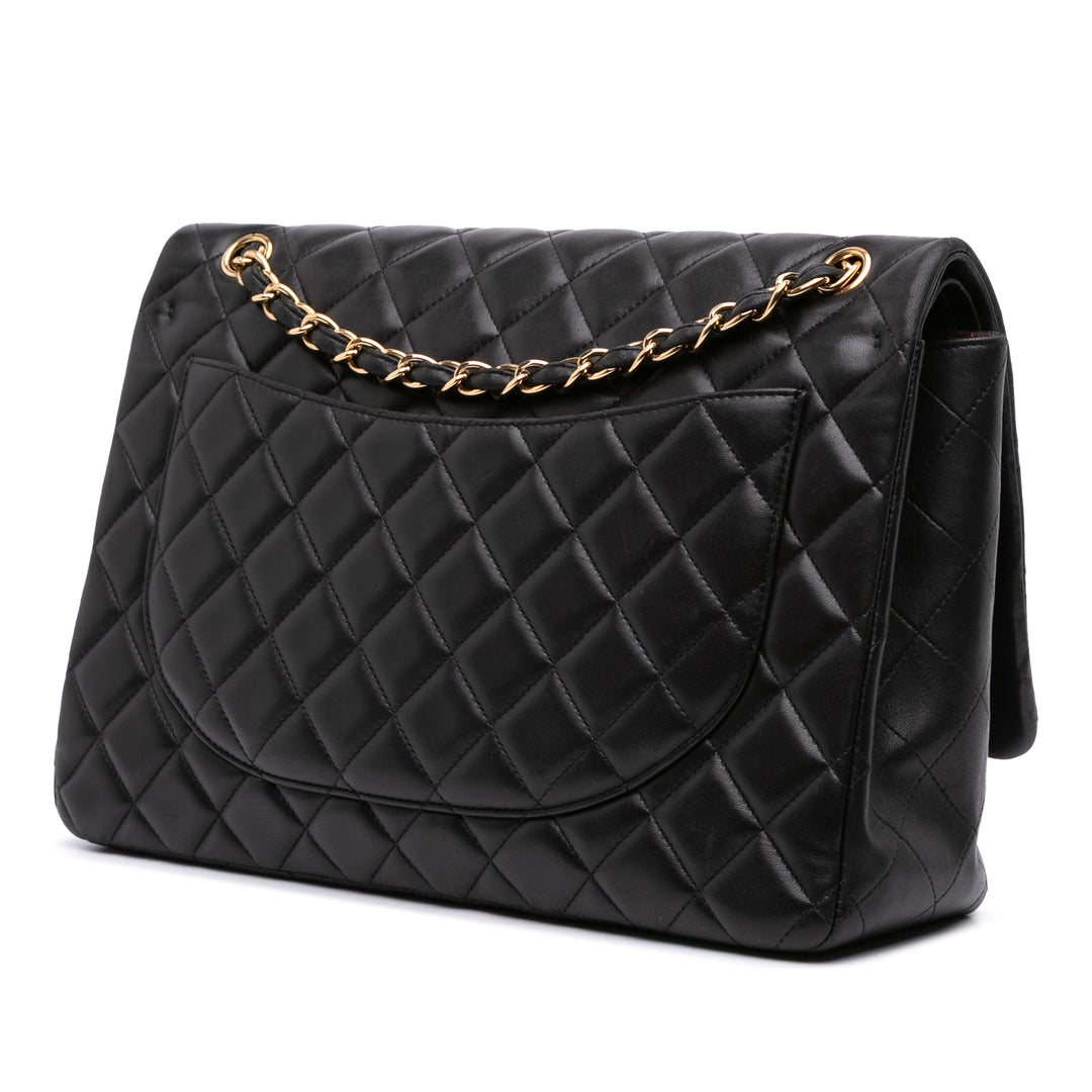 Chanel Maxi Classic Cuir d’agneau Double rabat Noir