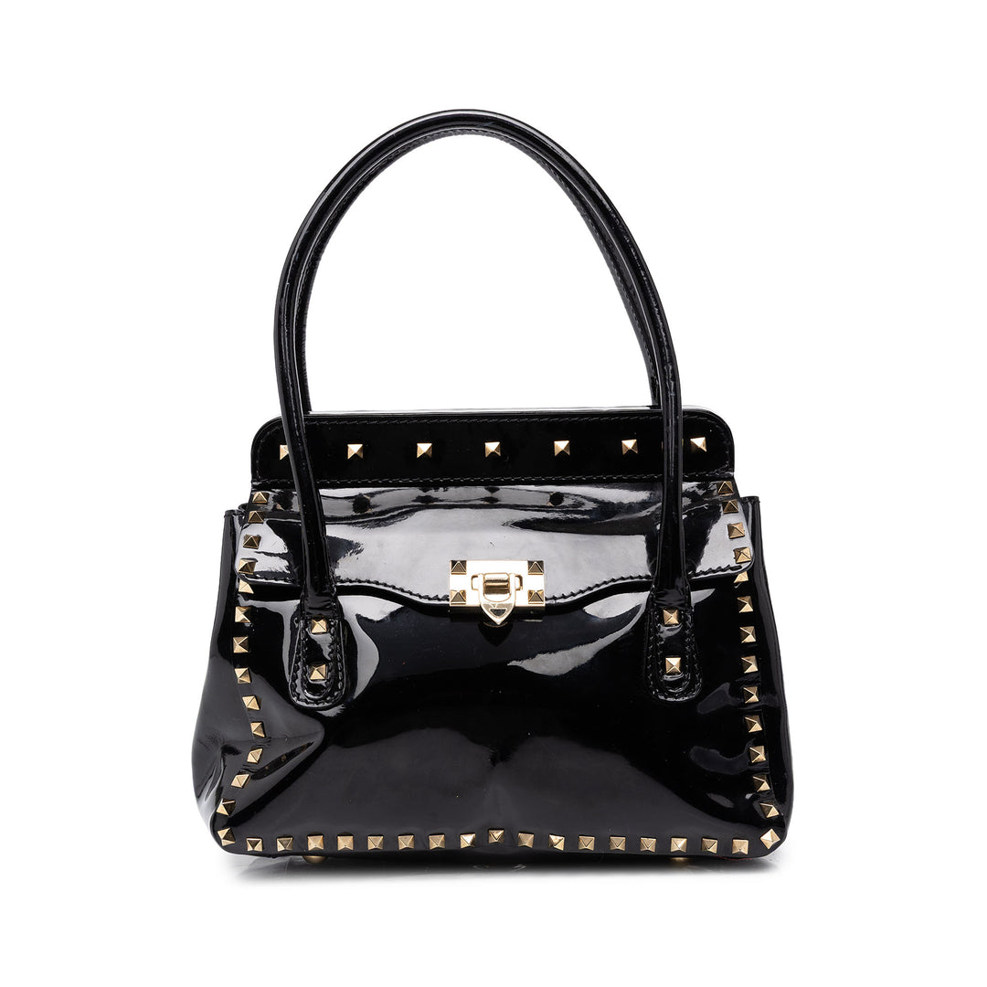 Valentino Cabas Rockstud Double Poignée à rabat Noir – vue principale – GABY PARIS
