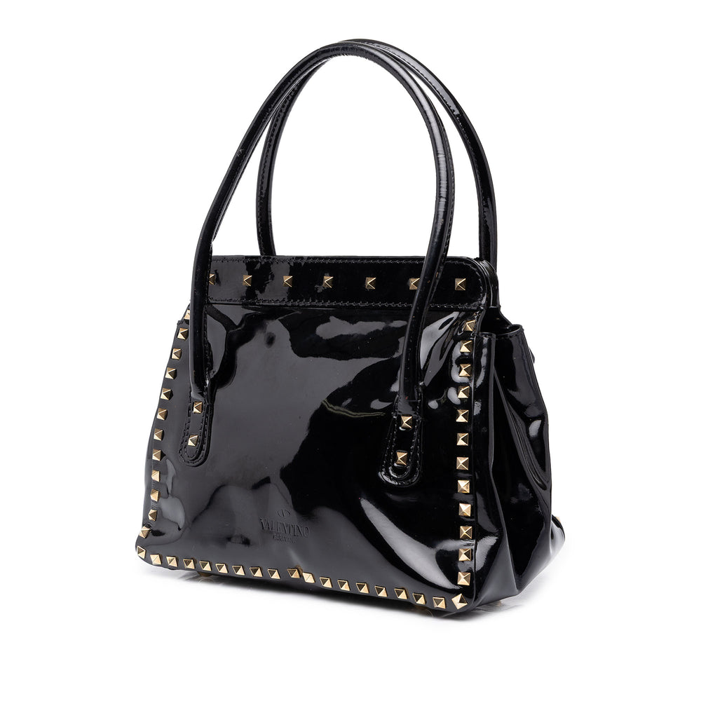 Valentino Cabas Rockstud Double Poignée à rabat Noir – vue 2 – GABY PARIS