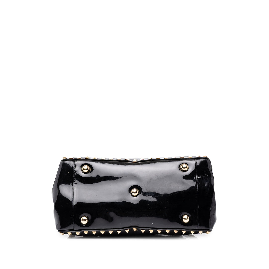 Valentino Cabas Rockstud Double Poignée à rabat Noir – vue 3 – GABY PARIS