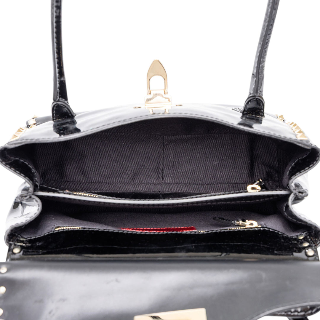 Valentino Cabas Rockstud Double Poignée à rabat Noir – vue 4 – GABY PARIS