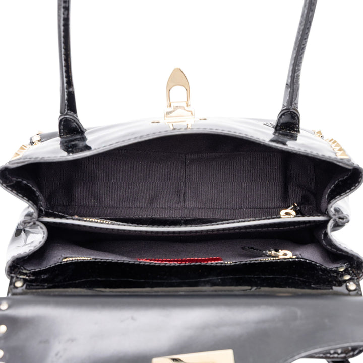 Valentino Cabas Rockstud Double Poignée à rabat Noir – vue 4 – GABY PARIS