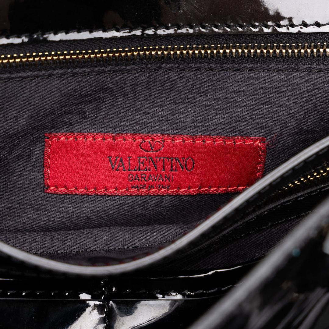 Valentino Cabas Rockstud Double Poignée à rabat Noir – vue 5 – GABY PARIS