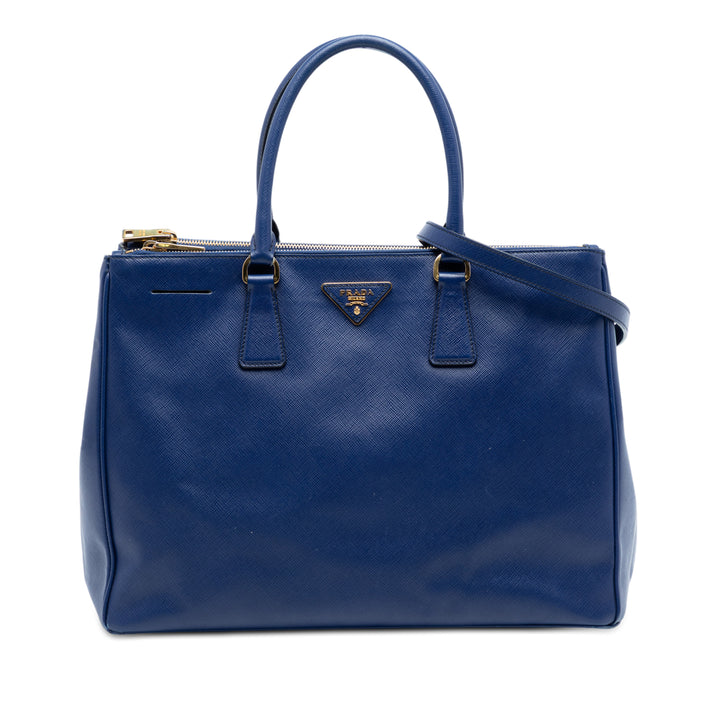 Lux Galleria Double Zippé Sac Grand Saffiano Bleu
