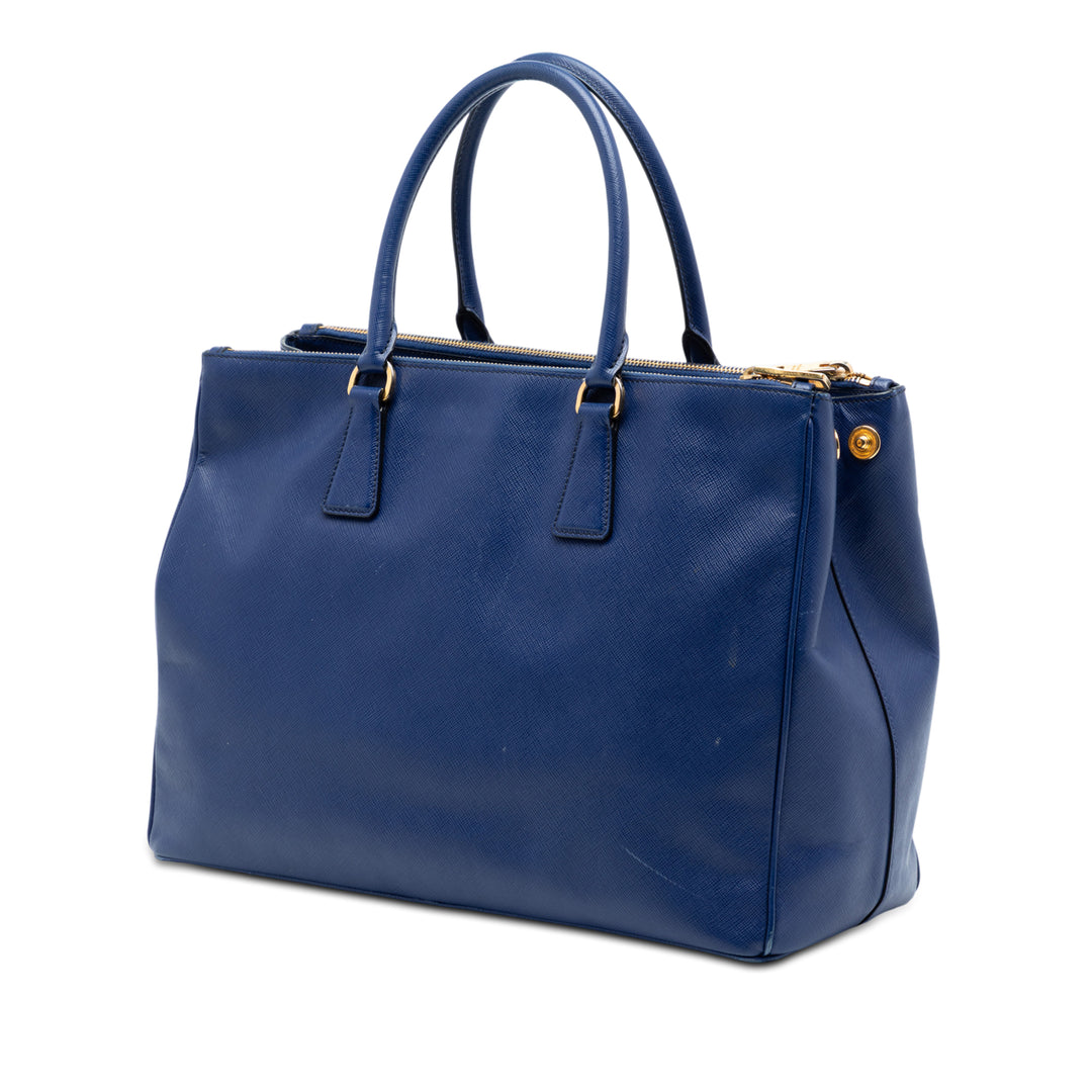 Lux Galleria Double Zippé Sac Grand Saffiano Bleu