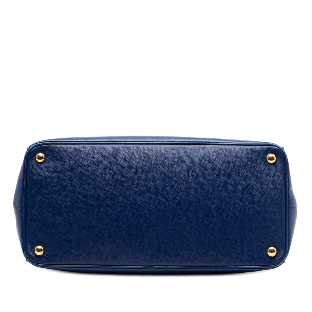 Lux Galleria Double Zippé Sac Grand Saffiano Bleu