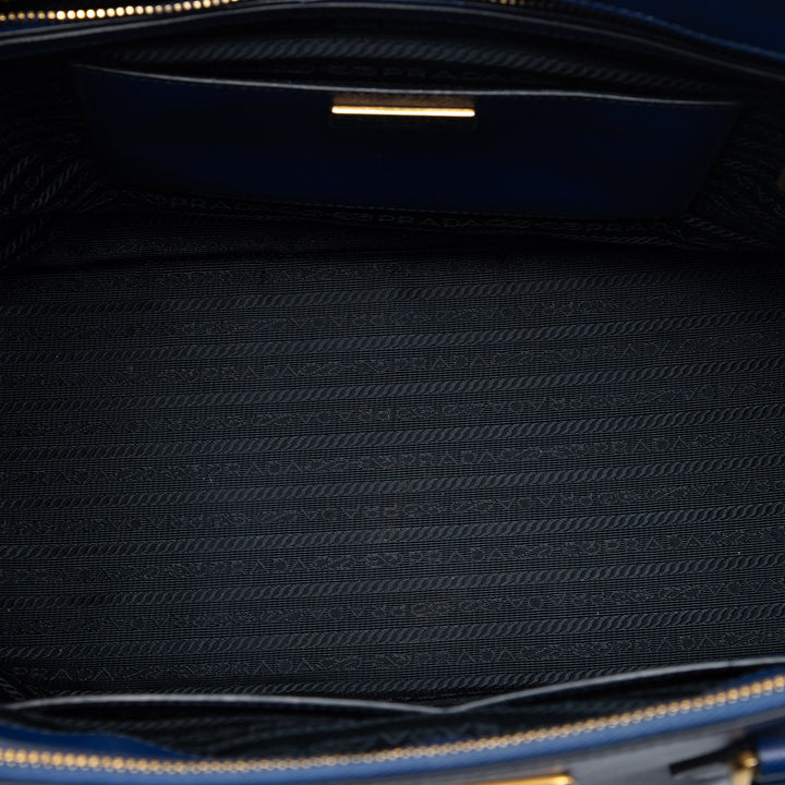 Lux Galleria Double Zippé Sac Grand Saffiano Bleu