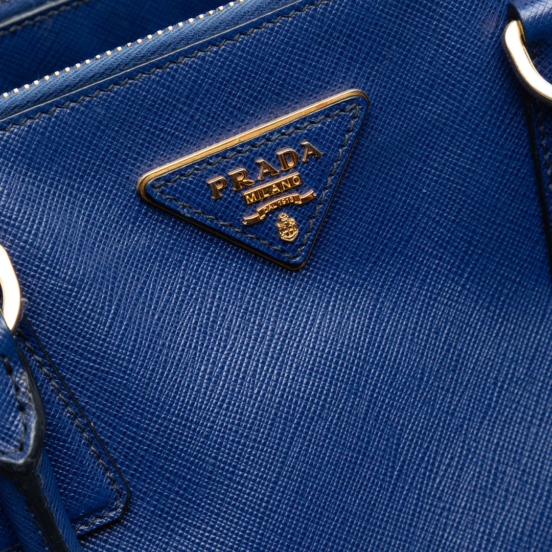 Lux Galleria Double Zippé Sac Grand Saffiano Bleu