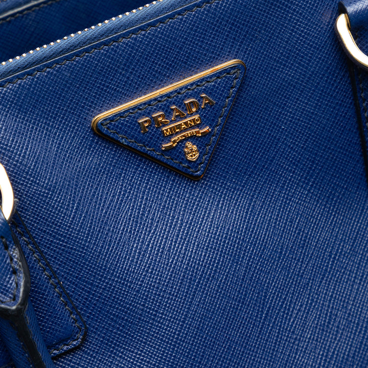 Lux Galleria Double Zippé Sac Grand Saffiano Bleu