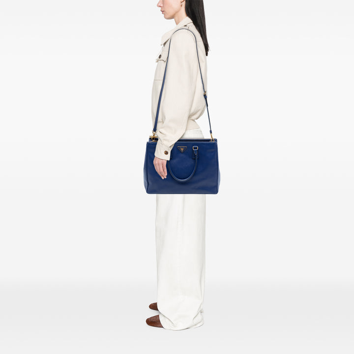 Lux Galleria Double Zippé Sac Grand Saffiano Bleu