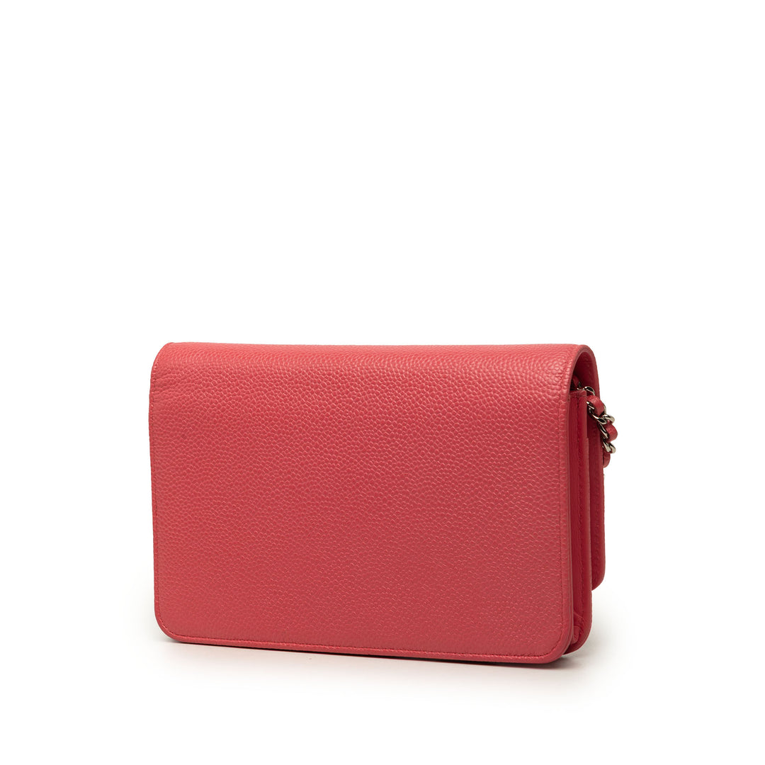 CC Wallet on Chain Cuir caviar Rose
