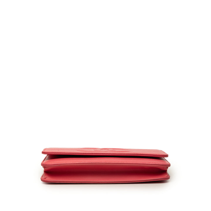 CC Wallet on Chain Cuir caviar Rose