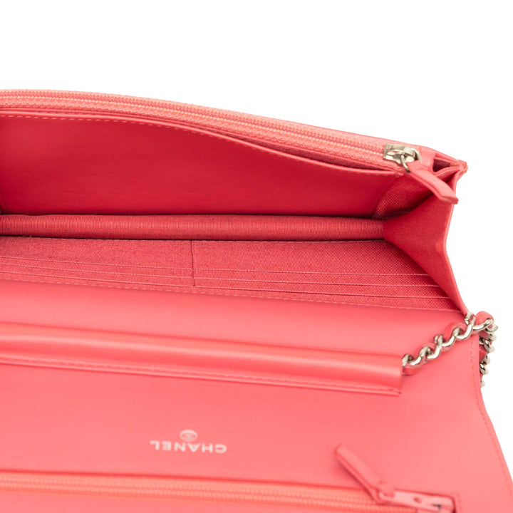 CC Wallet on Chain Cuir caviar Rose