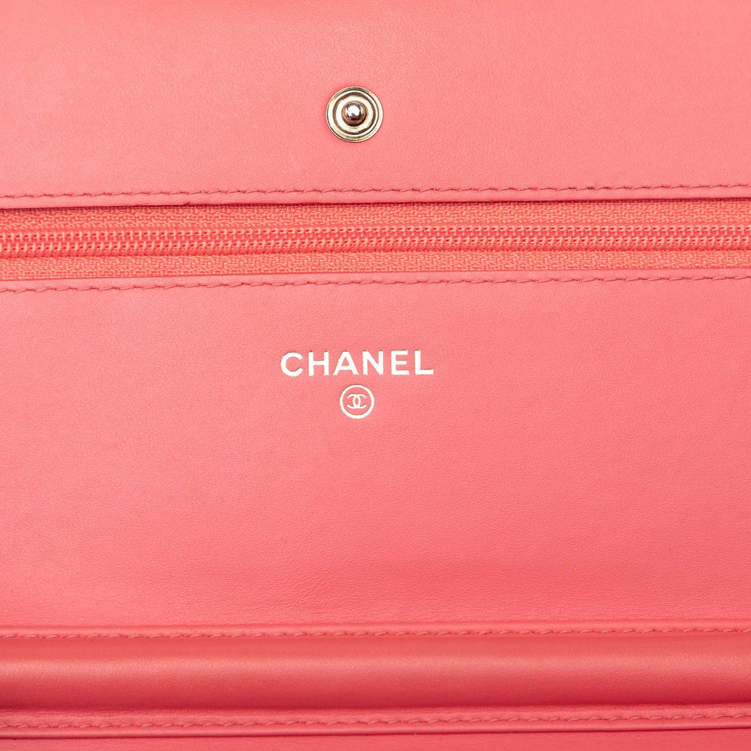 CC Wallet on Chain Cuir caviar Rose