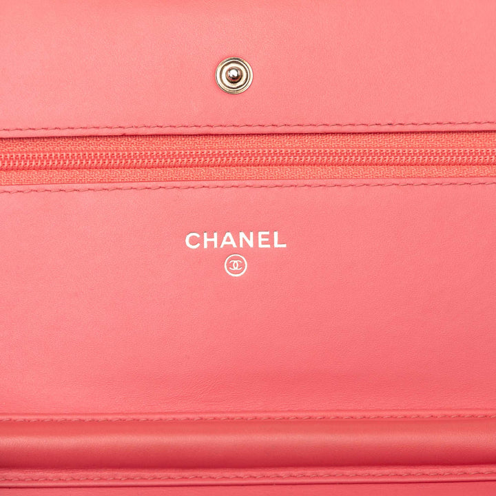 CC Wallet on Chain Cuir caviar Rose