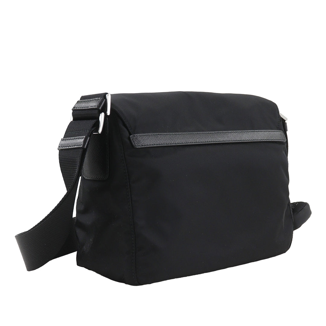 Prada Saffiano à finitions Re Nylon Zip Double Buckle Messenger Sac