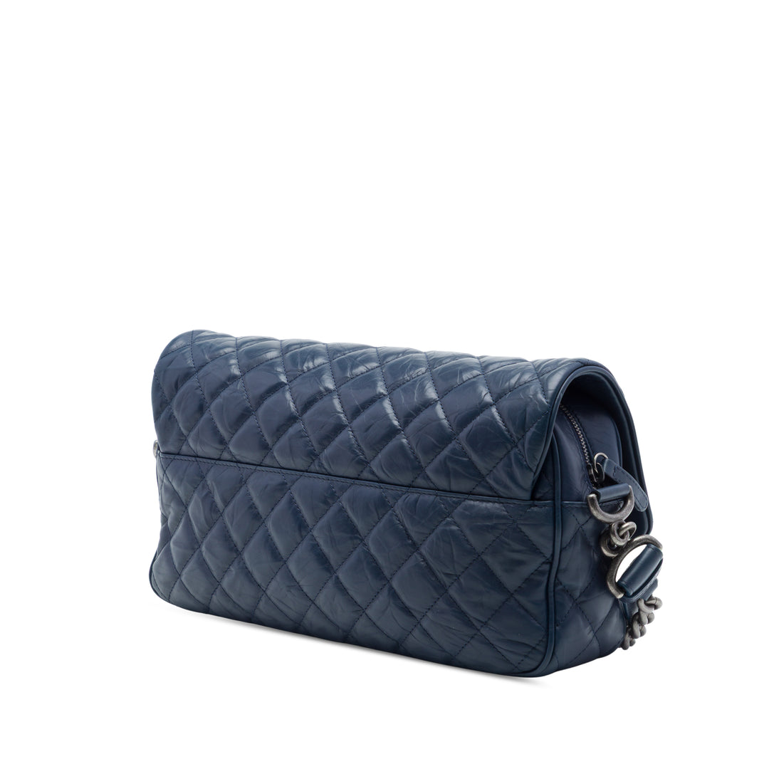 Chanel Matelassé Froissé Airlines Casual Rock à rabat Moyen Cuir de veau
