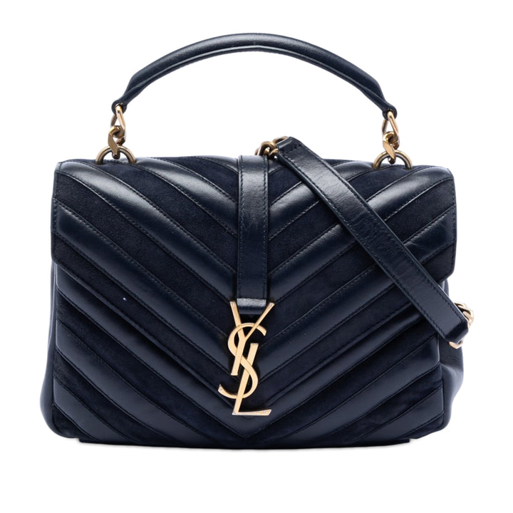 Saint Laurent Medium Cuir de veau et Daim Chevron Monogram College Sac