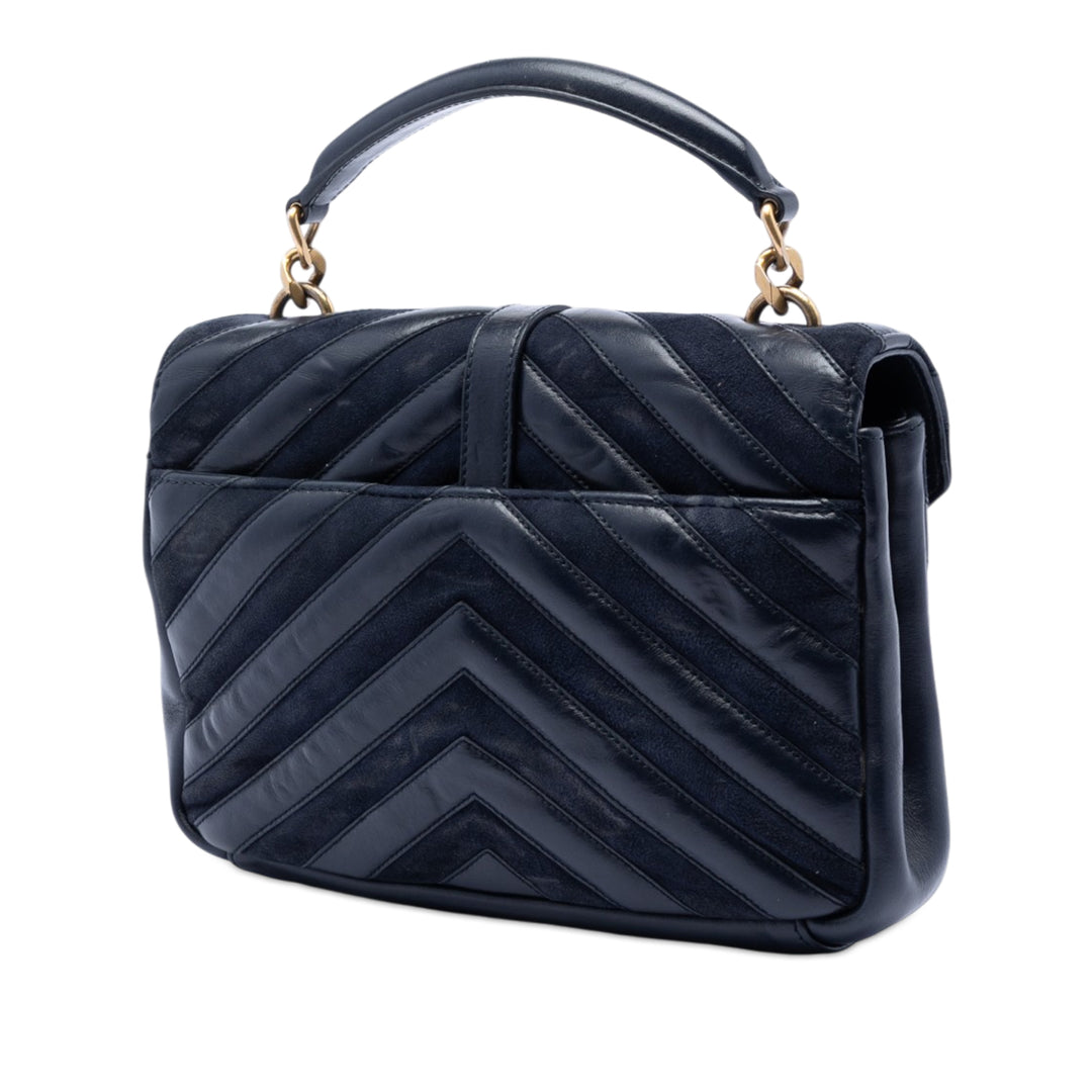 Saint Laurent Medium Cuir de veau et Daim Chevron Monogram College Sac