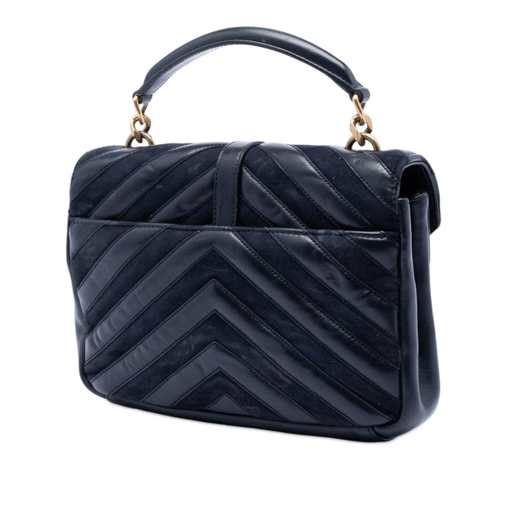 Saint Laurent Medium Cuir de veau et Daim Chevron Monogram College Sac