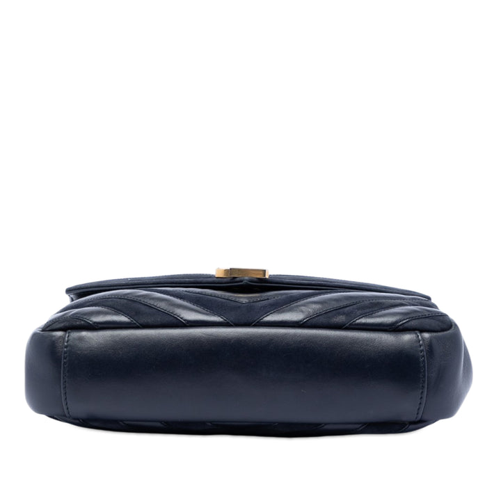Saint Laurent Medium Cuir de veau et Daim Chevron Monogram College Sac