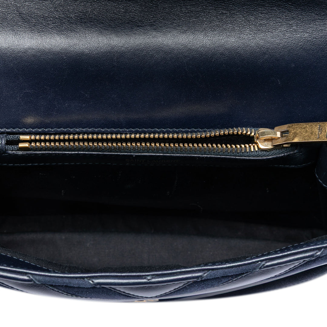 Saint Laurent Medium Cuir de veau et Daim Chevron Monogram College Sac
