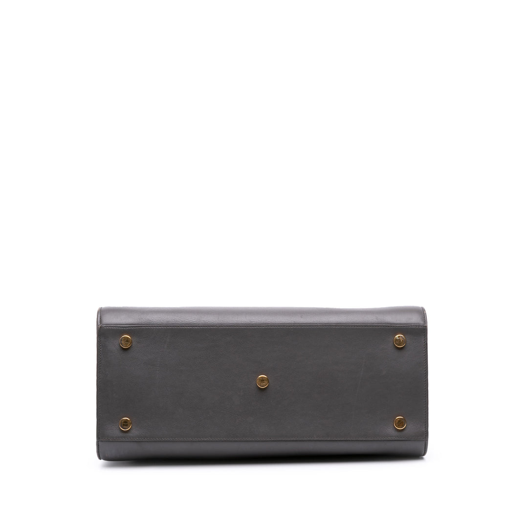 Small Leather Sac De Jour Satchel Gray - Gaby Paris