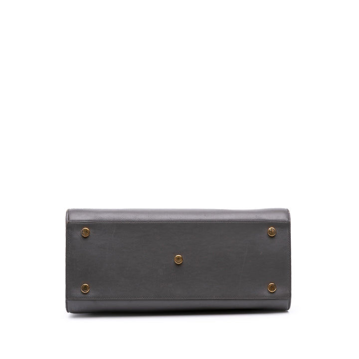 Small Leather Sac De Jour Satchel Gray - Gaby Paris