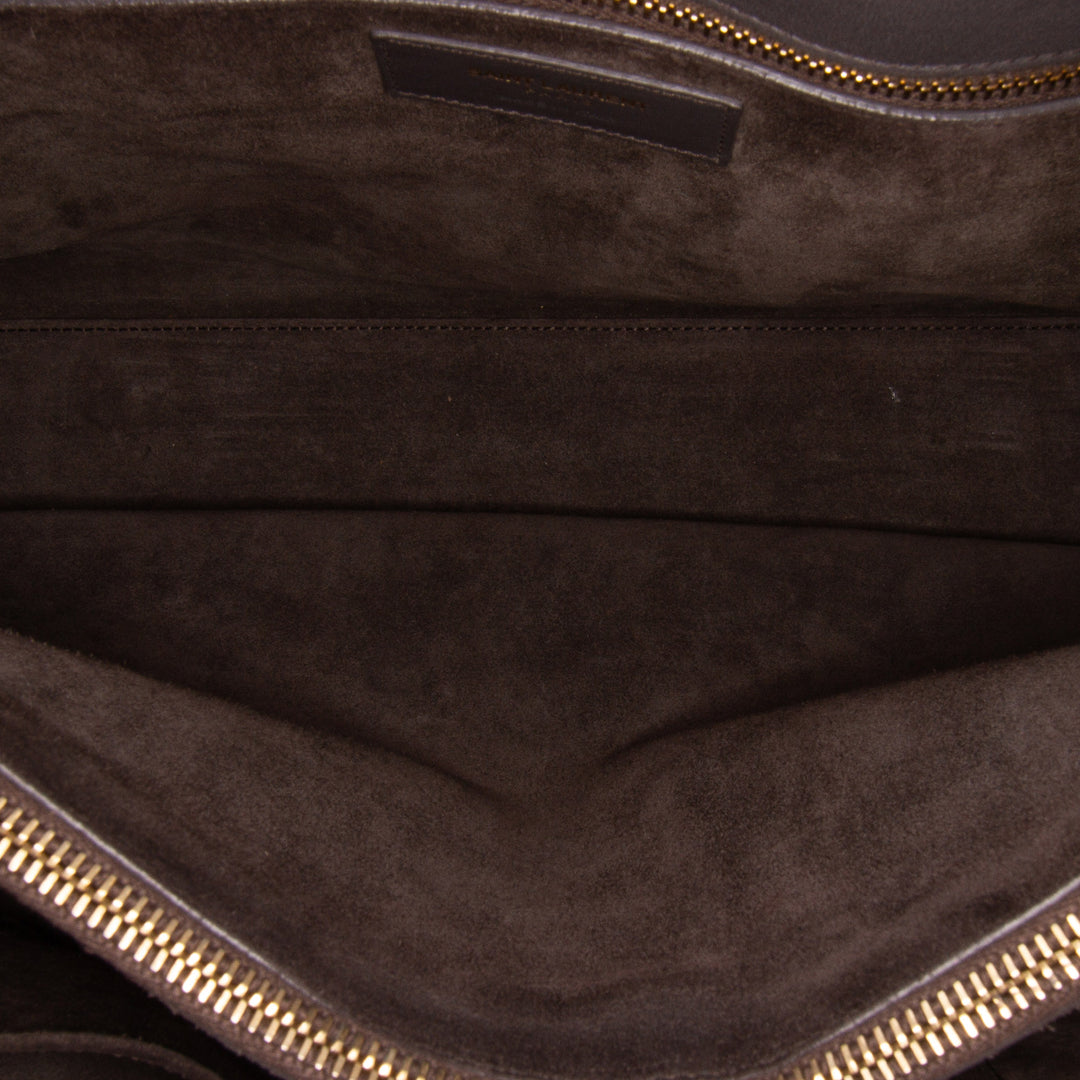 Small Leather Sac De Jour Satchel Gray - Gaby Paris