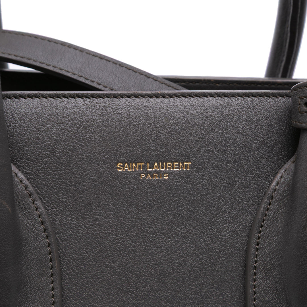 Small Leather Sac De Jour Satchel Gray - Gaby Paris