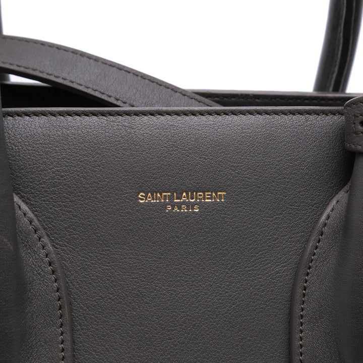 Small Leather Sac De Jour Satchel Gray - Gaby Paris