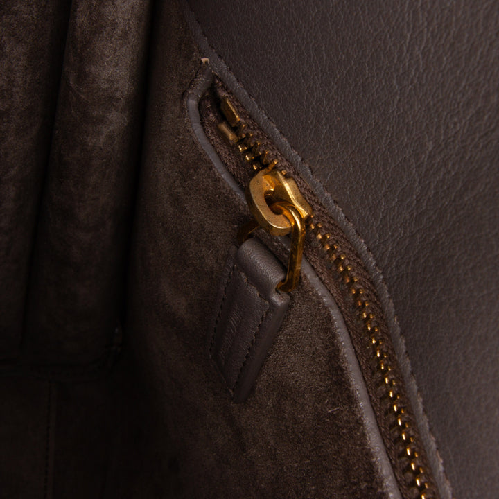Small Leather Sac De Jour Satchel Gray - Gaby Paris