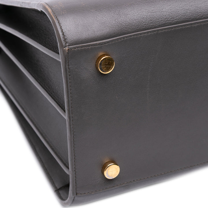 Small Leather Sac De Jour Satchel Gray - Gaby Paris