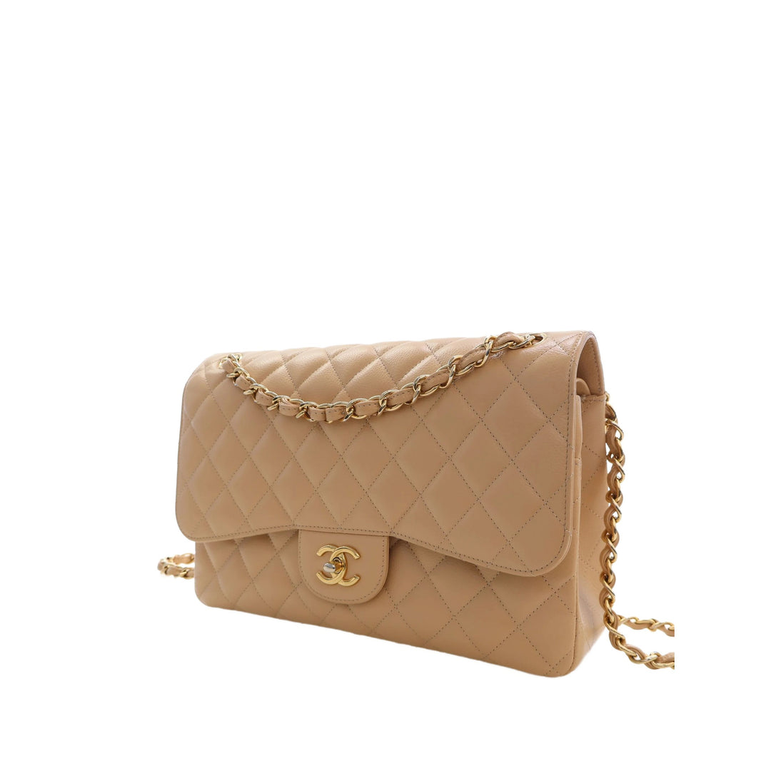 Chanel Classic Double rabat Jumbo Cuir caviar Beige – vue 10 – GABY PARIS