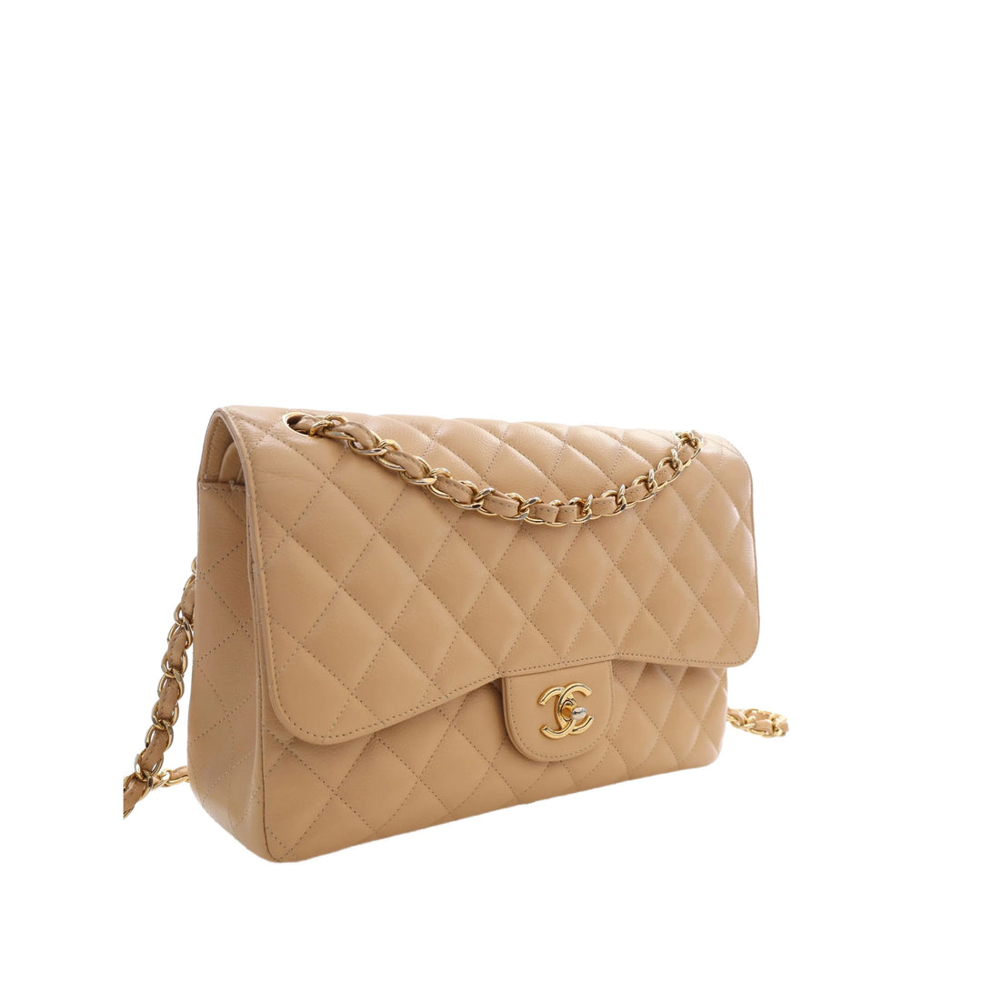 Chanel Classic Double rabat Jumbo Cuir caviar Beige – vue 11 – GABY PARIS
