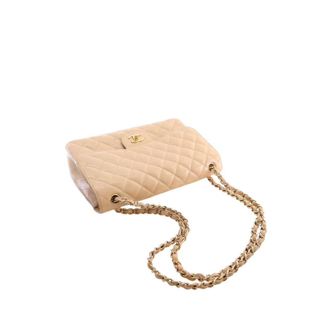Chanel Classic Double rabat Jumbo Cuir caviar Beige – vue 9 – GABY PARIS