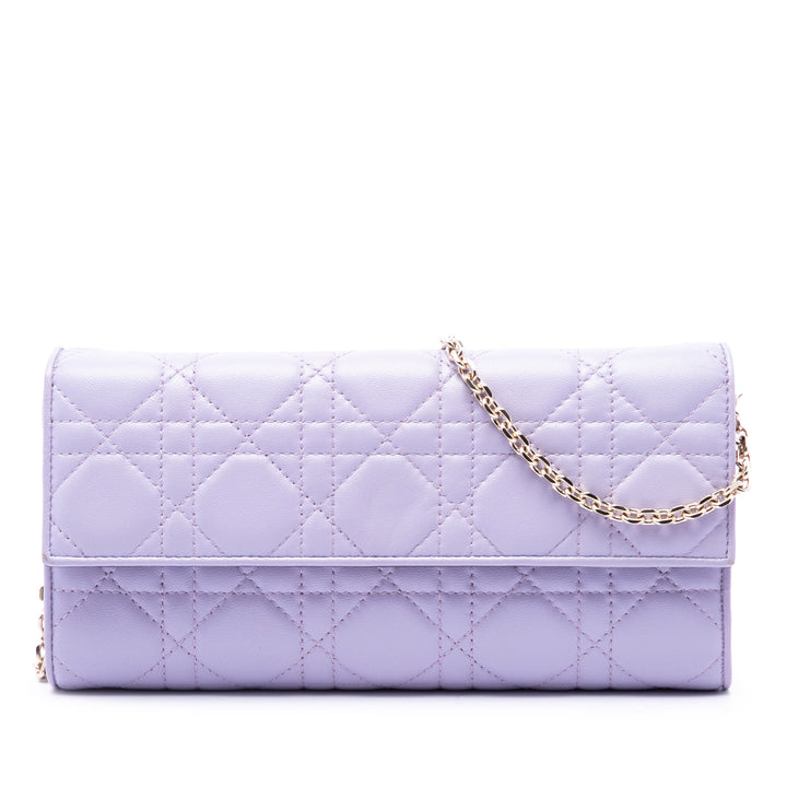 Dior Cannage Lady Dior Wallet on Chain Cuir d'agneau Violet – vue principale – GABY PARIS