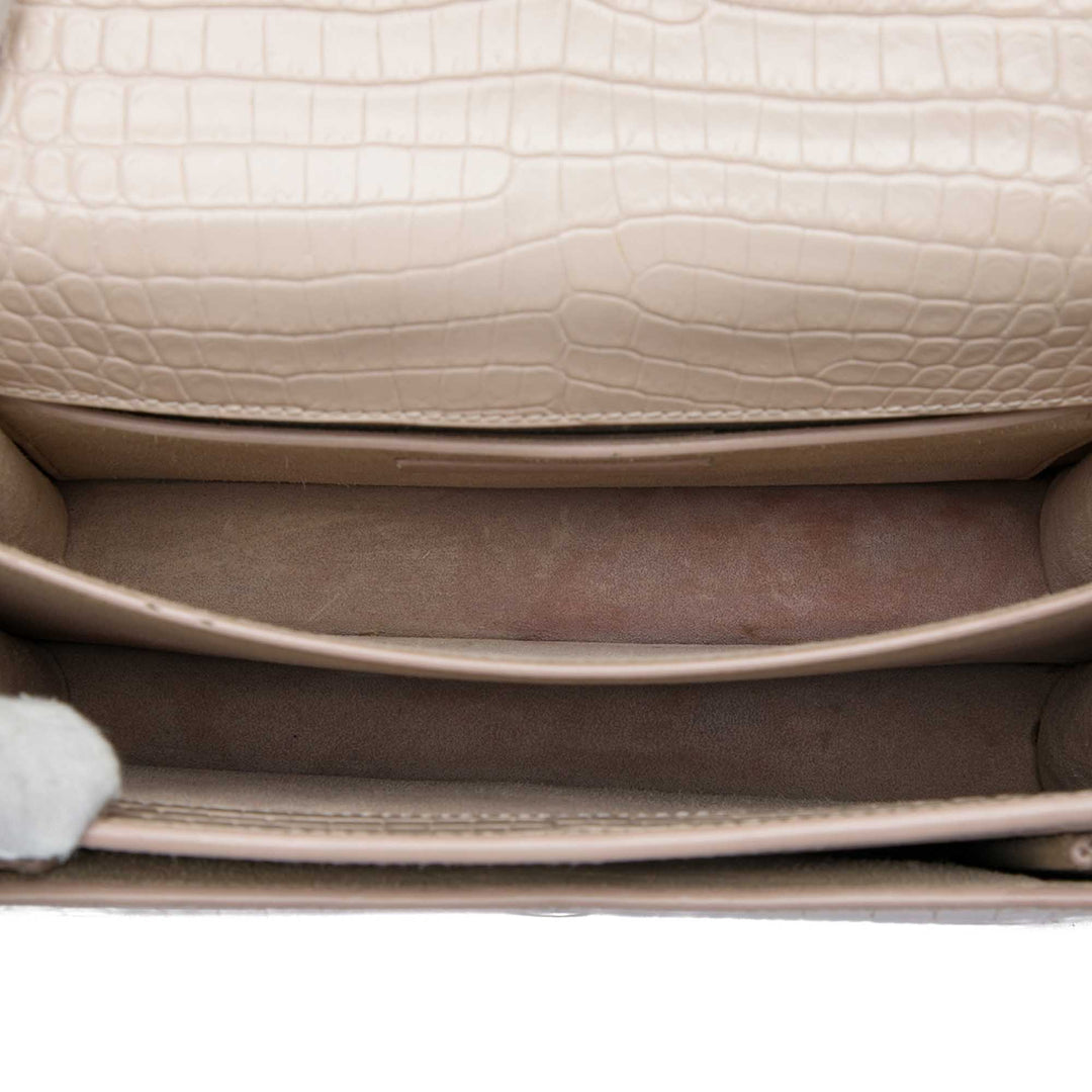 Saint Laurent Croc embossé Sunset Sac Moyen Marron – vue 4 – GABY PARIS