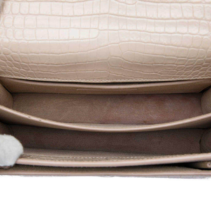 Saint Laurent Croc embossé Sunset Sac Moyen Marron – vue 4 – GABY PARIS