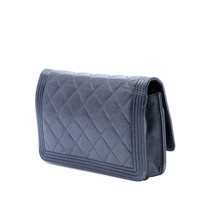 Chanel Matelassé Metallic Cuir de veau Boy Wallet on Chain